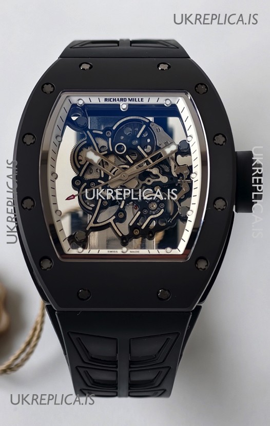 Richard Mille RM055 FREE SPRUNG MVMNT Black Ceramic White Inner Bezel Super Clone Watch 