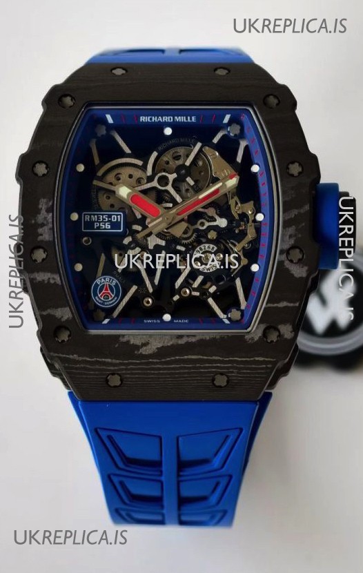Richard Mille RM35-01 PSG Edition Carbon Fiber Casing with Genuine Tourbillon Super Clone Watch