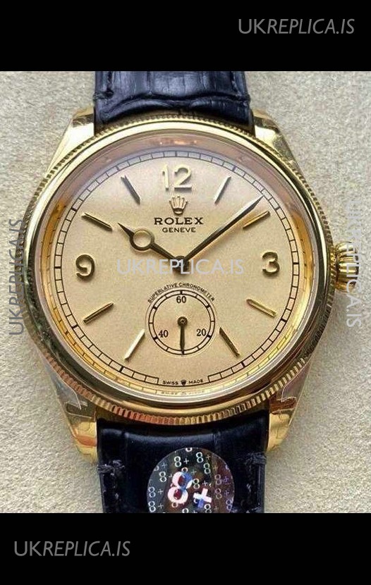 Rolex 1908 Perpetual in Yellow Gold Casing Gold Dial Swiss Replica Watch 