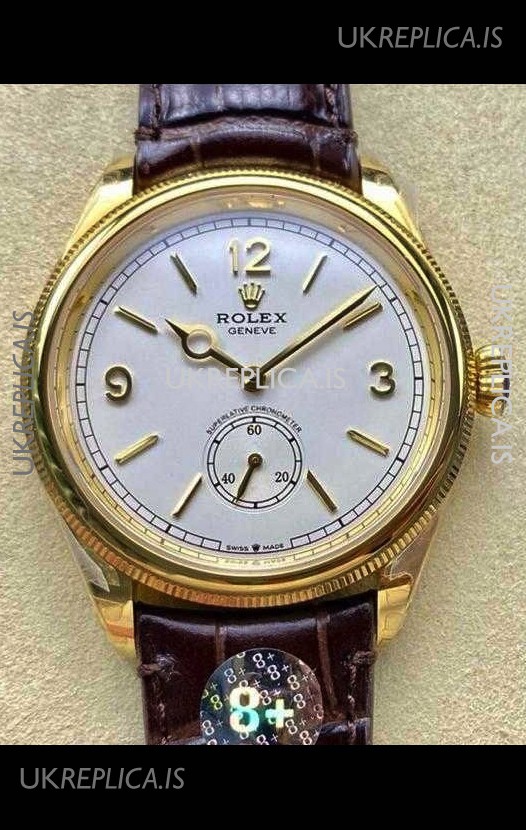Rolex 1908 Perpetual in Yellow Gold Casing White Dial Swiss Replica Watch 