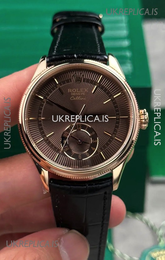 Rolex Super Clone Cellini 50525 Brown Dial Rose Gold Super Clone Watch 