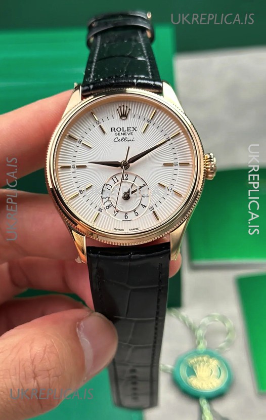 Rolex Super Clone Cellini 50525 White Dial Rose Gold Super Clone Watch 