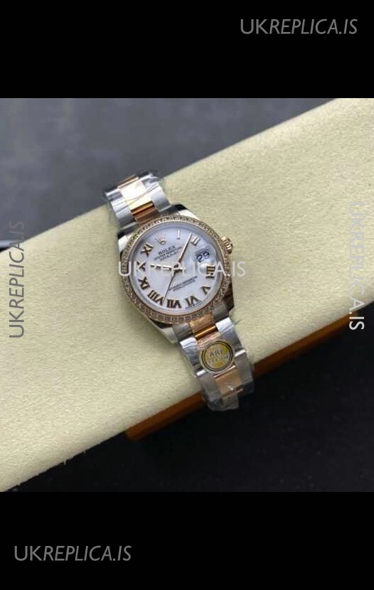 Rolex Super Clone Datejust 31MM White Dial Rose Gold Oyster Super Clone Watch 