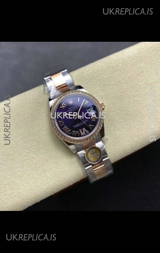 Rolex Super Clone Datejust 31MM Blue Dial Rose Gold Oyster Super Clone Watch 