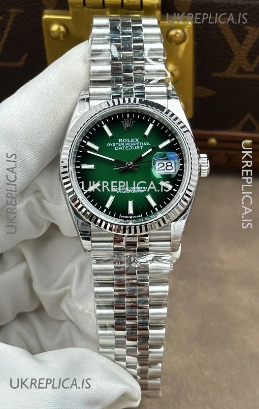Rolex Datejust 126234 Ombre Green Dial Jubilee Super Clone Watch 41MM