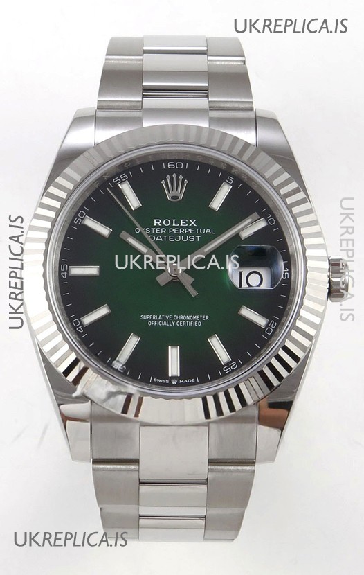 Rolex Datejust 126234 Ombre Green Dial Oyster FREE SPRUNG MVMT Super Clone Watch 41MM