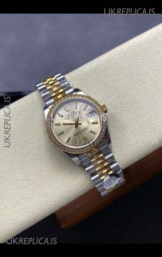 Rolex Super Clone Datejust 31MM Gold Dial Yellow Gold Super Clone Watch 