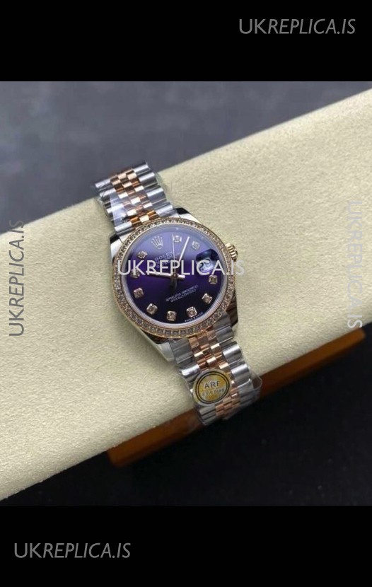 Rolex Super Clone Datejust 31MM Blue Dial Rose Gold Super Clone Watch 