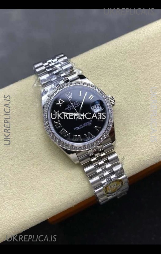 Rolex Super Clone Datejust 31MM Black Roman Dial Jubilee Super Clone Watch