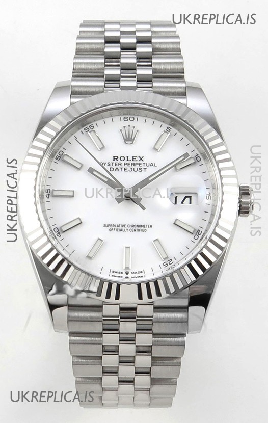 Datejust Super Clone 126334 White Dial 41MM FREE SPRUNG MVMNT 3235 Watch 