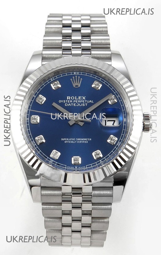 Datejust Super Clone 126334 Blue Diamonds Dial 41MM FREE SPRUNG MVMNT 3235 Watch 
