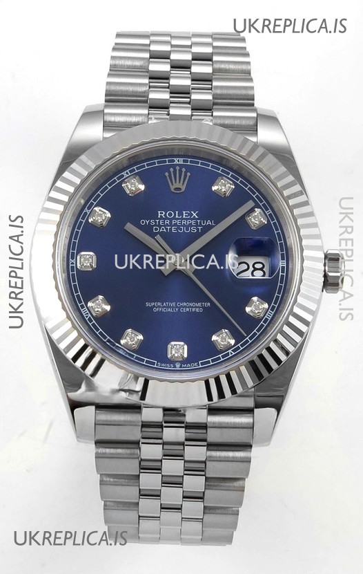 Datejust Super Clone 126334 Blue Diamonds Dial 41MM FREE SPRUNG MVMNT 3235 Watch 