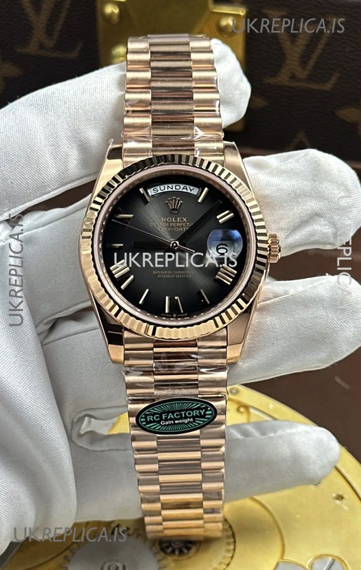 Rolex Day Date 228236 Rose Gold Slate Ombre Dial Super Clone Watch 