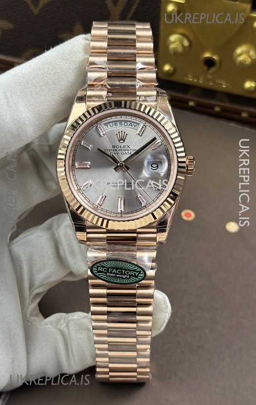 Rolex Day Date 228236 Rose Gold Steel Crystal Dial Super Clone Watch 