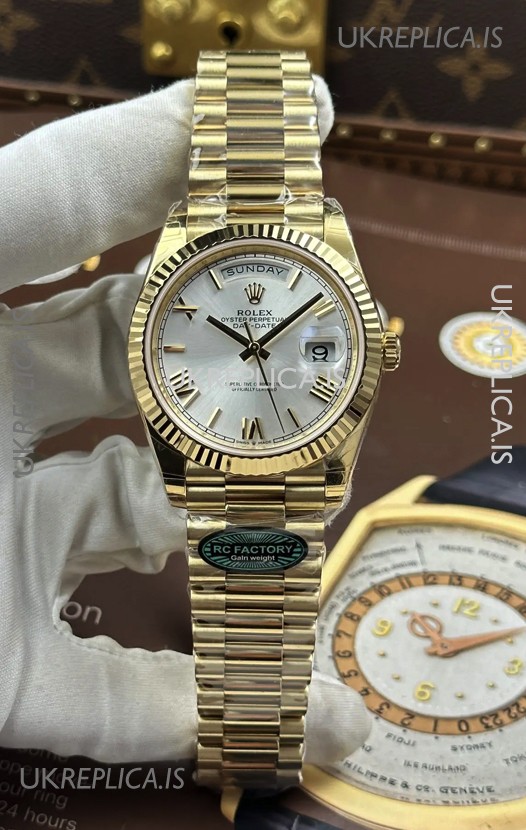 Rolex Day Date 228238 Yellow Gold Steel Roman Dial Super Clone Watch 