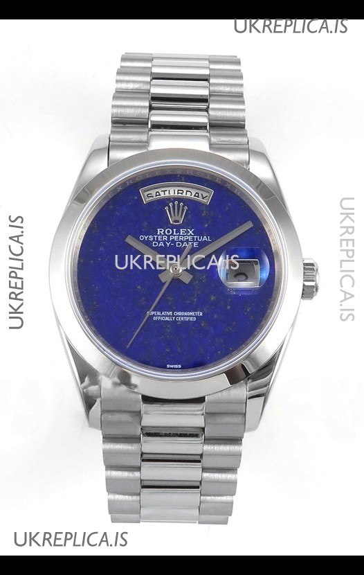 Rolex Day Date Stainless Steel Blue Lapis Dial 36MM Swiss Replica Watch 