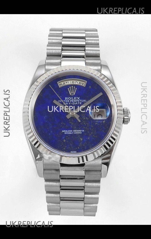 Rolex Day Date Stainless Steel Blue Lapis Dial 36MM Swiss Replica Watch 