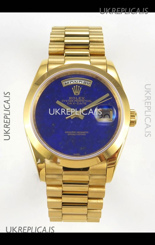 Rolex Day Date Yellow Gold Blue Lapis Dial 36MM Swiss Replica Watch 