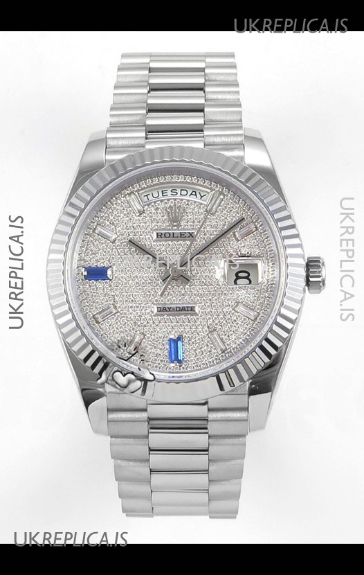 Rolex Day Date Diamonds Dial 40MM Super Clone Watch 