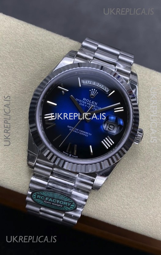 Rolex Day Date 228236 Stainless Steel Blue Ombre Super Clone Watch 