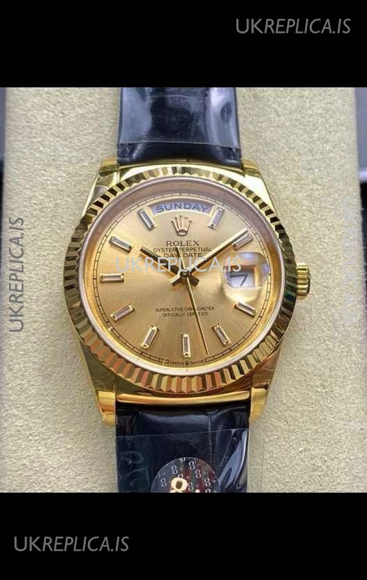 Rolex Day Date 128238 Yellow Gold in Gold Crystal Dial Super Clone Watch 