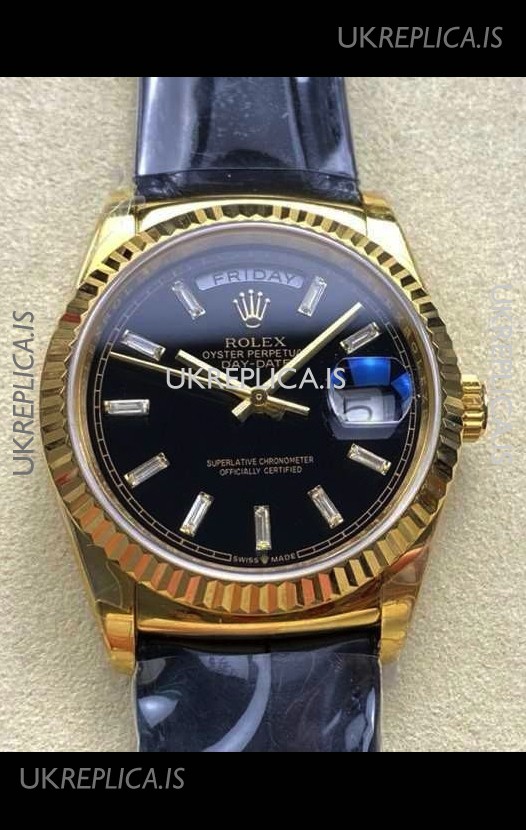 Rolex Day Date 128238 Yellow Gold Black Crystal Dial Super Clone Watch 