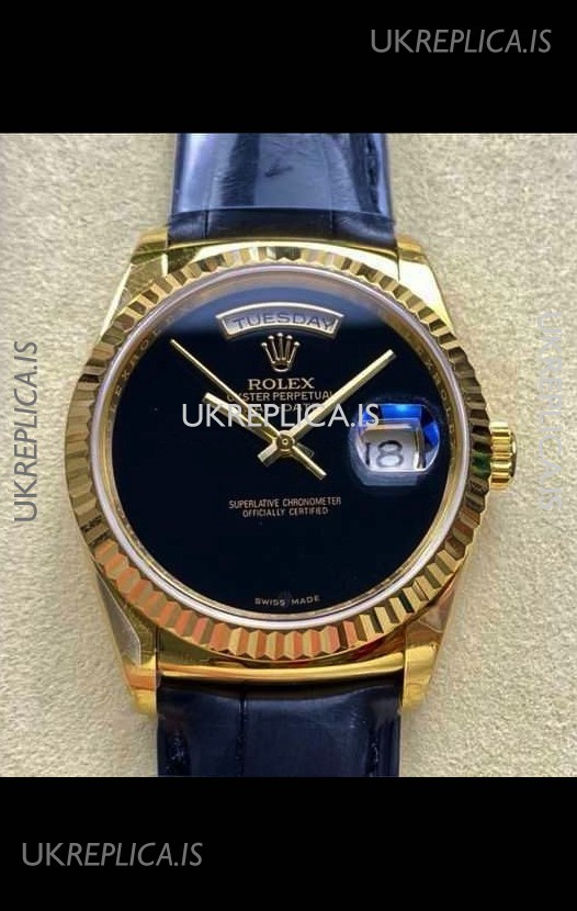 Rolex Day Date 128238 Yellow Gold Black Dial Super Clone Watch 