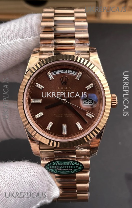 Rolex Day Date 228236 Rose Gold Brown Dial Super Clone Watch 