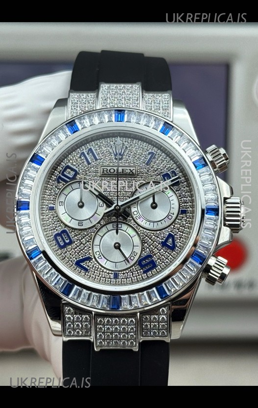 Rolex Daytona 116599 FREE SPRUNG MVMT White Gold Diamonds Paved Super Clone Watch 