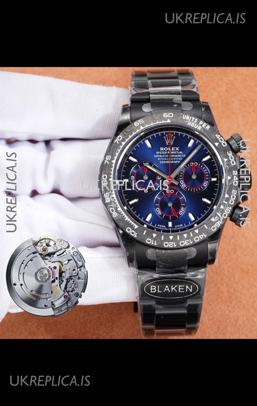 Rolex Daytona Blaken 4131 Movement Blue Dial Super Clone Watch 
