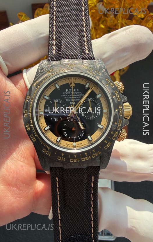 Rolex Daytona DiW Cream Invert Gold Carbon Fiber Super Clone Watch 