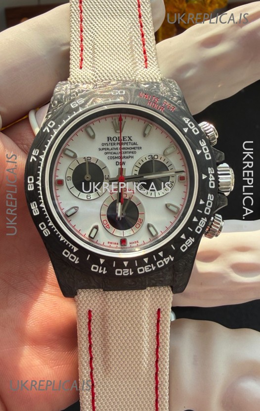 Rolex Daytona DiW Black Carbon Fiber Speedster White Dial Super Clone Watch 