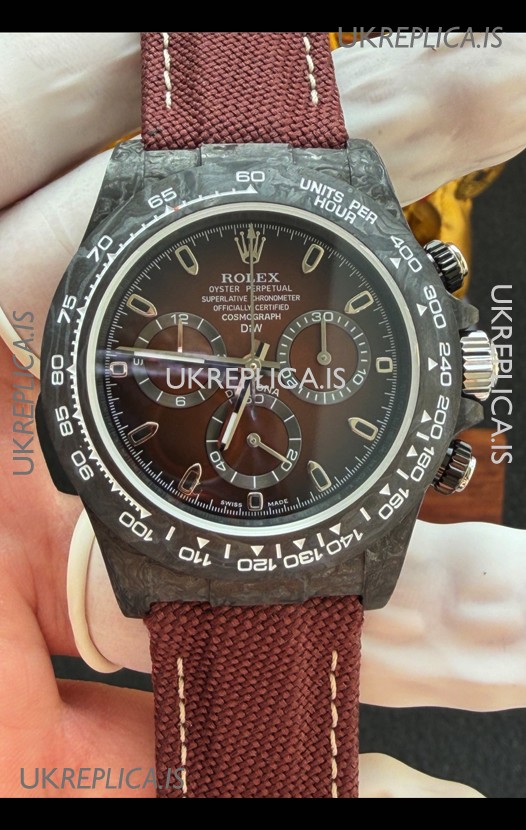 Rolex Daytona DiW Black Carbon Fiber Brown Dial Super Clone Watch 