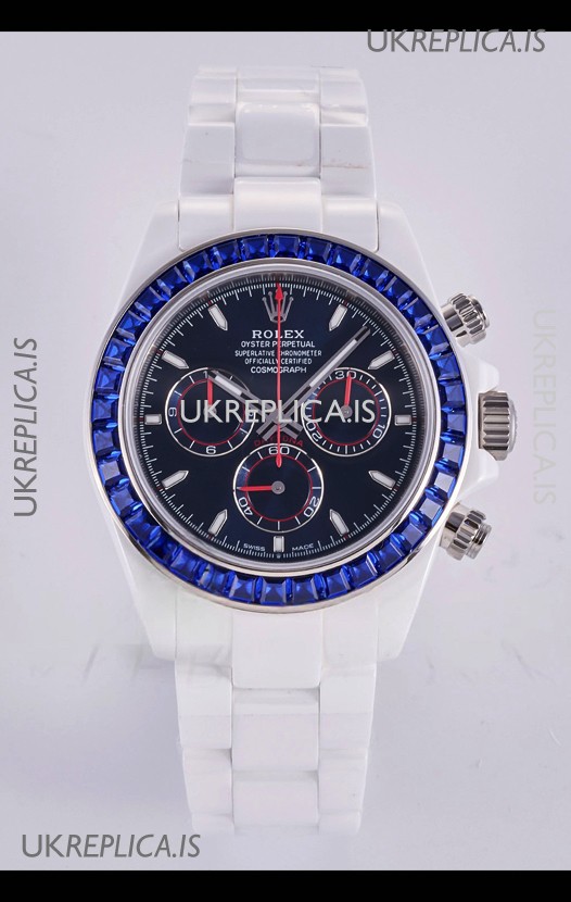 Rolex Daytona AET White Ceramic Dark Blue Dial 4130 Movment Super Clone Watch 