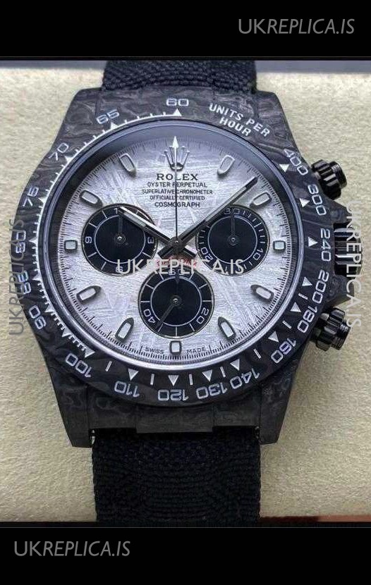 Rolex Daytona Black Carbon Fiber Meteorite Dial Nylon Strap Super Clone Watch 