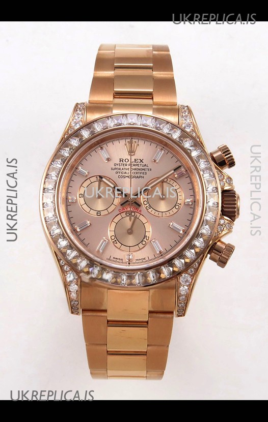 Rolex Daytona 126595 FREE SPRUNG MVMT Rose Gold Dial Super Clone Watch 