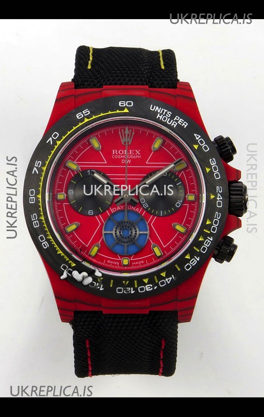 Rolex Daytona DiW Iron Man Red Carbon Super Clone Watch 
