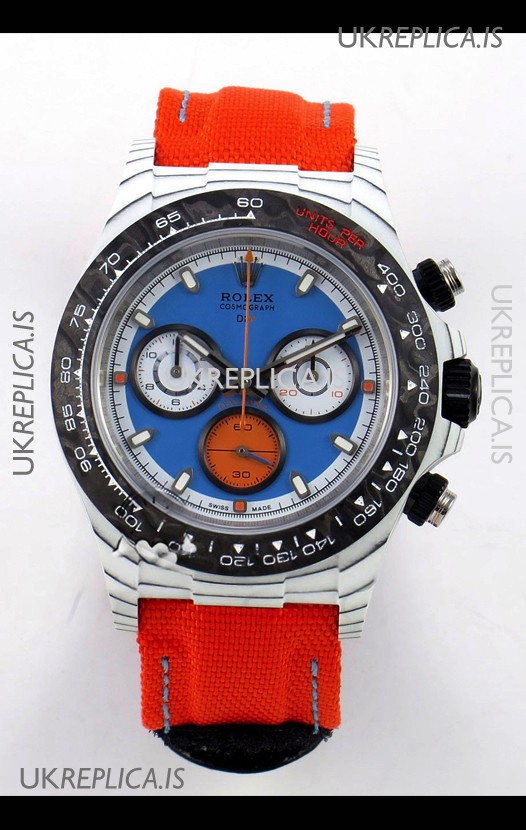 Rolex Daytona DiW Veloce White Carbon Red Dial Super Clone Watch 