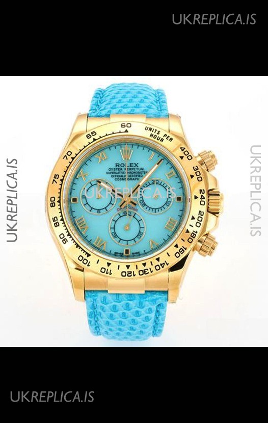 Rolex Daytona 116568 Yellow Gold 4801 Movement Blue Dial Super Clone Watch 