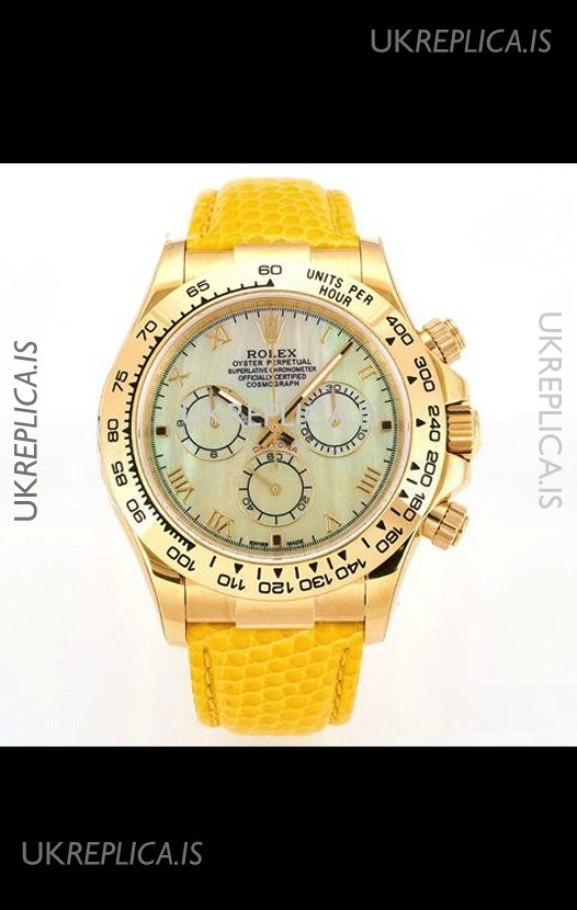 Rolex Daytona 116568 Yellow Gold 4801 Movement Yellow Dial Super Clone Watch 