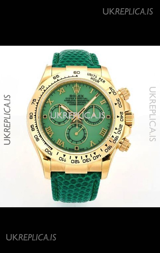 Rolex Daytona 116568 Yellow Gold 4801 Movement Green Dial Super Clone Watch 