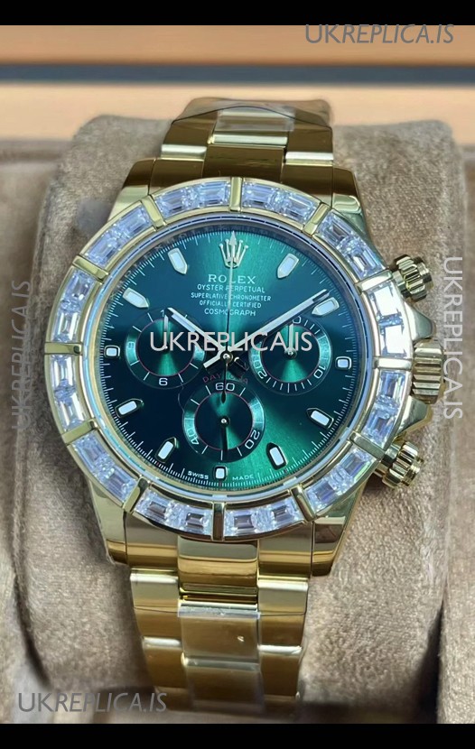 Rolex Daytona 116568 Yellow Gold Green Dial Super Clone Watch 