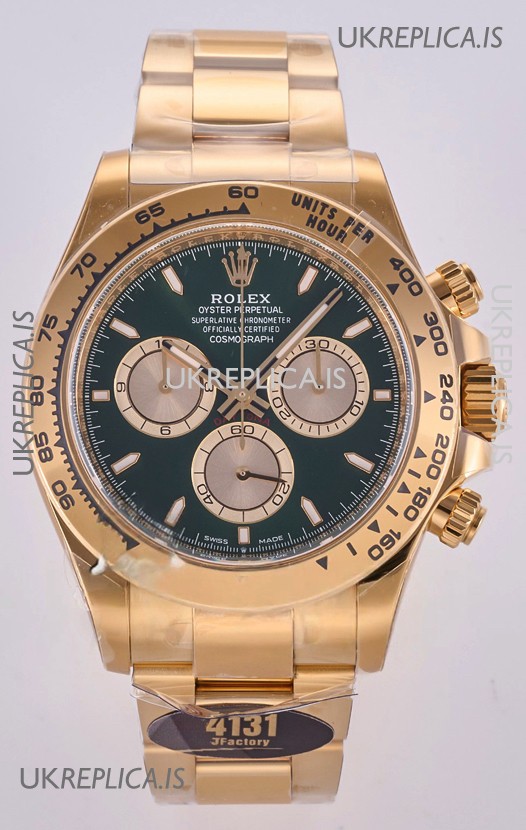 Rolex Daytona 126508 Yellow Gold Green Dial FREE SPRUNG MVMT Super Clone Watch 