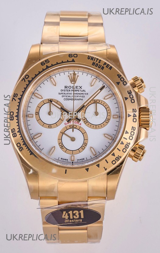 Rolex Daytona 126508 Yellow Gold White Dial FREE SPRUNG MVMT Super Clone Watch 