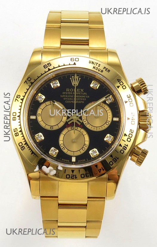 Rolex Daytona 126508 Yellow Gold Black Dial FREE SPRUNG MVMT Super Clone Watch 