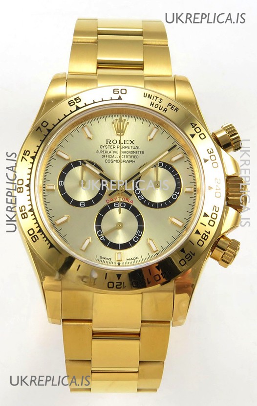 Rolex Daytona 126508 Yellow Gold Dial FREE SPRUNG MVMT Super Clone Watch 