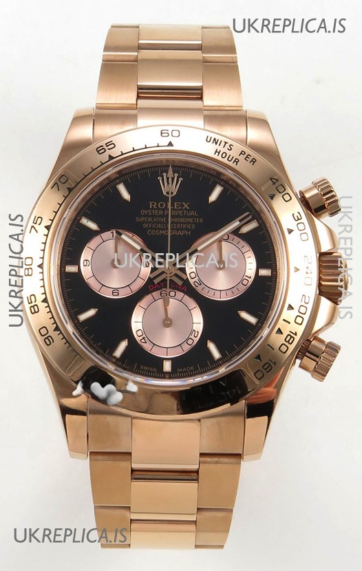 Rolex Daytona 126505 Rose Gold Black Dial FREE SPRUNG MVMT Super Clone Watch 