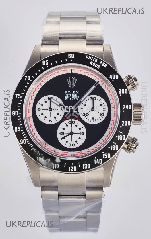 Rolex Daytona Paul Newman Blaken Black Dial Custom Modded 4130 Mvnt Swiss Replica
