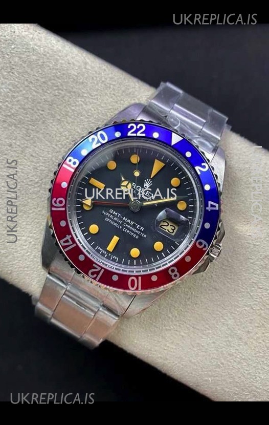 Rolex GMT Master 16750 Pepsi Patina Vintage Matte Dial Swiss Replica Watch 