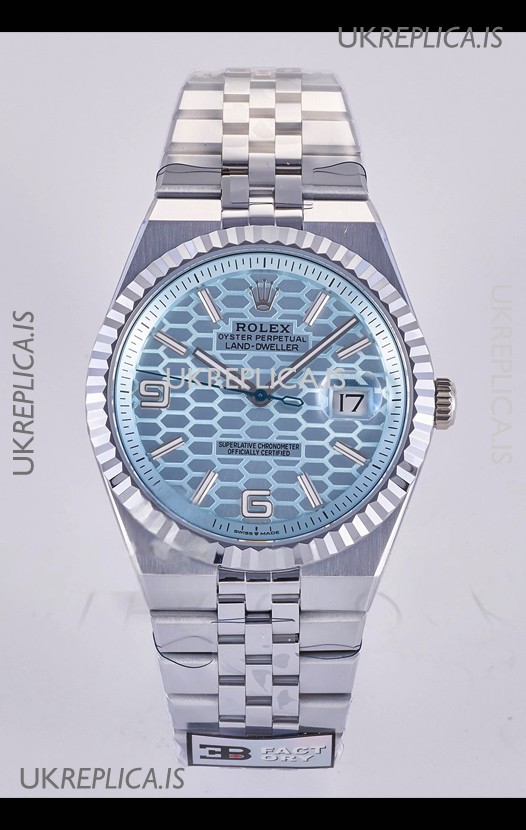 Rolex Land-Dweller 127336 Ice Blue Honeycomb Dial 40MM Super Clone Watch 